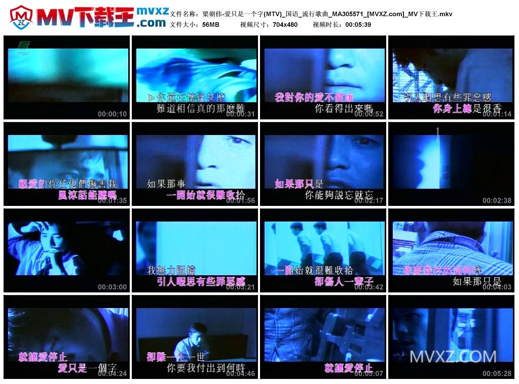 梁朝伟-爱只是一个字(MTV)_国语_流行歌曲_MA305571